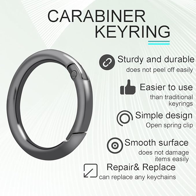 10 Pack 1-1/4Inch Trigger Spring O Rings, Metal Round Carabiner Clip Snap Hook, Spring Keyring Buckles for Replacement Purse Strap, Paracord Lanyard Clips, Keychain Rings Hardware DIY Crafts Making-StrideForce Fitness