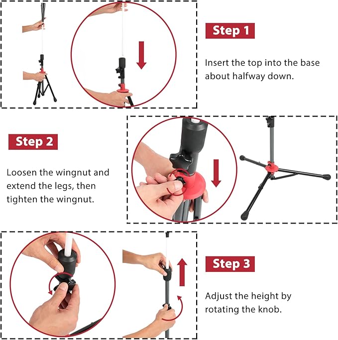 McHom Baseball & Softball Batting Tee - Hitting Travel Tee | Adjustable Height | Portable & Collapsible | Tripod Base-StrideForce Fitness
