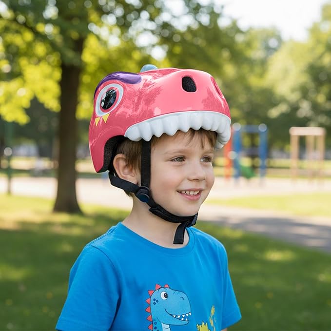 Dinosaur Bike Helmet for 1-3-5-8 Toddler Baby Kids, Lightweight Bicycle Helmet for Cycling Skateboard Roller Skate & Multi-Sports,2 Sizes for Boys and Girls-StrideForce Fitness
