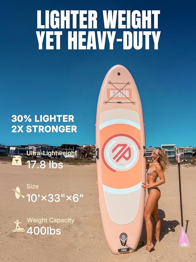 Niphean（Ultra-Light）Inflatable Paddle Board with (Beginner Friendly) StabilTrac Fin and Durable SUP Accessories, 10' Stand Up Paddle Boards for Adults & Youth, Versatile Yoga Paddle Board, Gift Ideas-StrideForce Fitness
