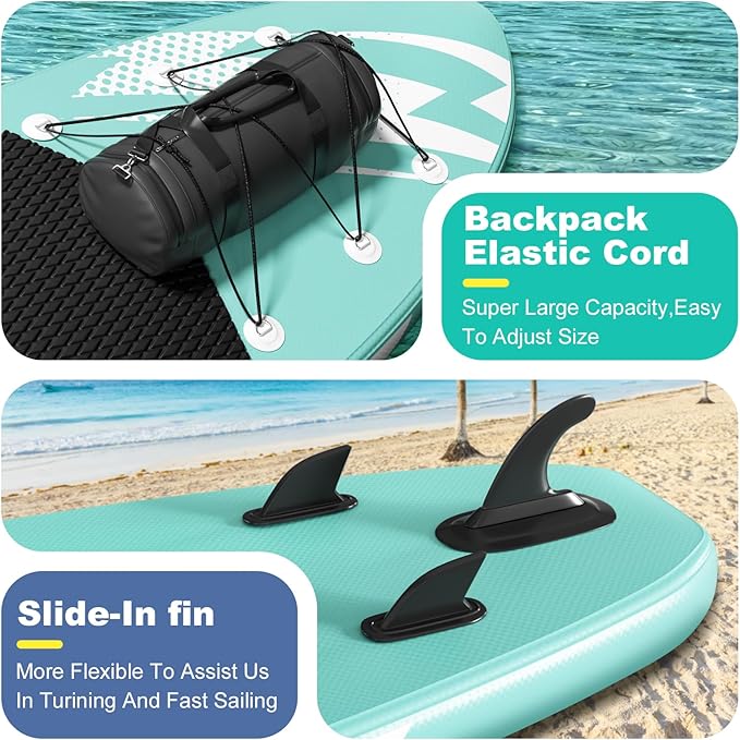 Inflatable Stand Up Paddle Board (6'' Thick) - Premium SUP Board with Durable SUP Accessories & Non-Slip Deck | Includes Paddle Pump & Backpack | for Adults/Youth-StrideForce Fitness