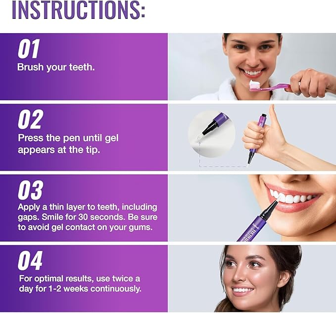 Viebeauti Teeth Whitening Pen Gel: Tooth Whitener with Carbamide Peroxide for Sensitive Teeth - Professional Dental Stain Remover for an Instant Bright Smile 0.2 Fl Oz