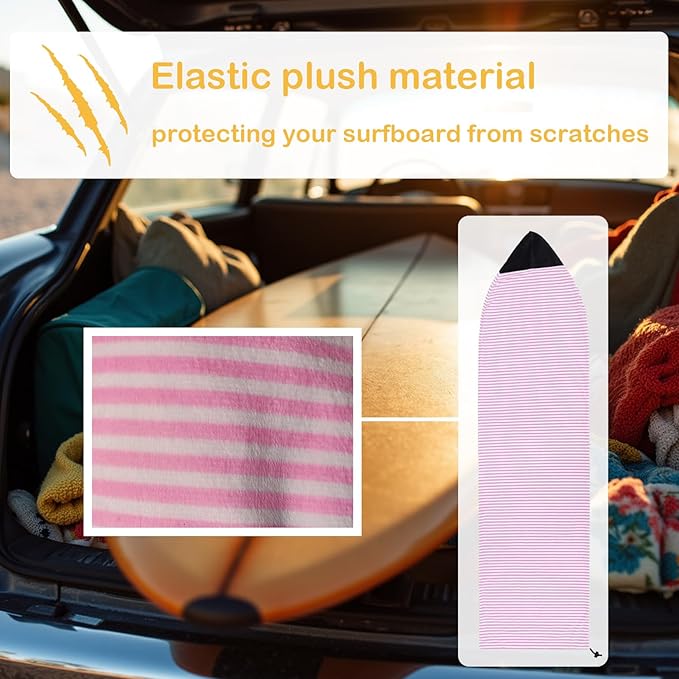 Surf Sock, Surfboard Sock Cover for Longboard Paddleboard Surf Board Sup Paddle Board, 6-8 FT Foot Quick Dry Stretch Surfboard Bag Sleeve with Drawstring Closure-StrideForce Fitness