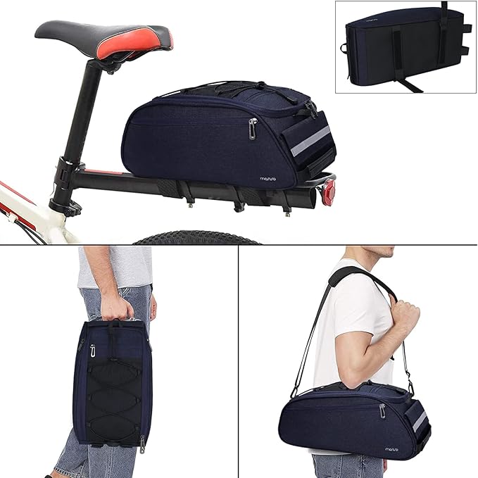 MOSISO Bike Rack Bag, Waterproof Bicycle Trunk Pannier Rear Seat Pouch Cycling Bike Carrier Backseat Storage Luggage Saddle Shoulder Bag-StrideForce Fitness