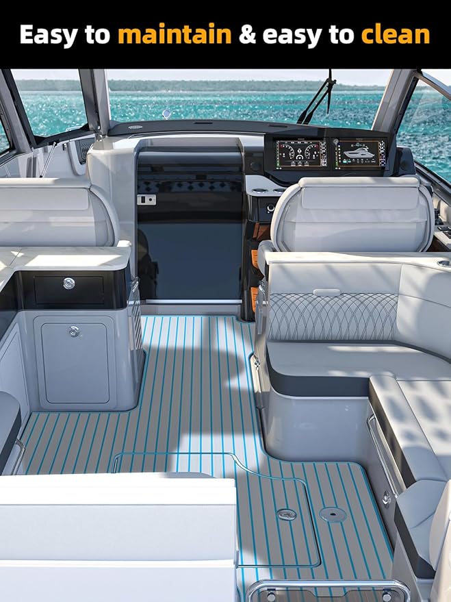 FOCEAN Boat Flooring EVA Foam Boat Decking Faux Teak Marine Flooring Boat Mat Boat Carpet Sheet for Motorboat RV Yacht Kayak Surfboard, 94.5"x 47.2"/35.4"/23.6"/15.7"-StrideForce Fitness