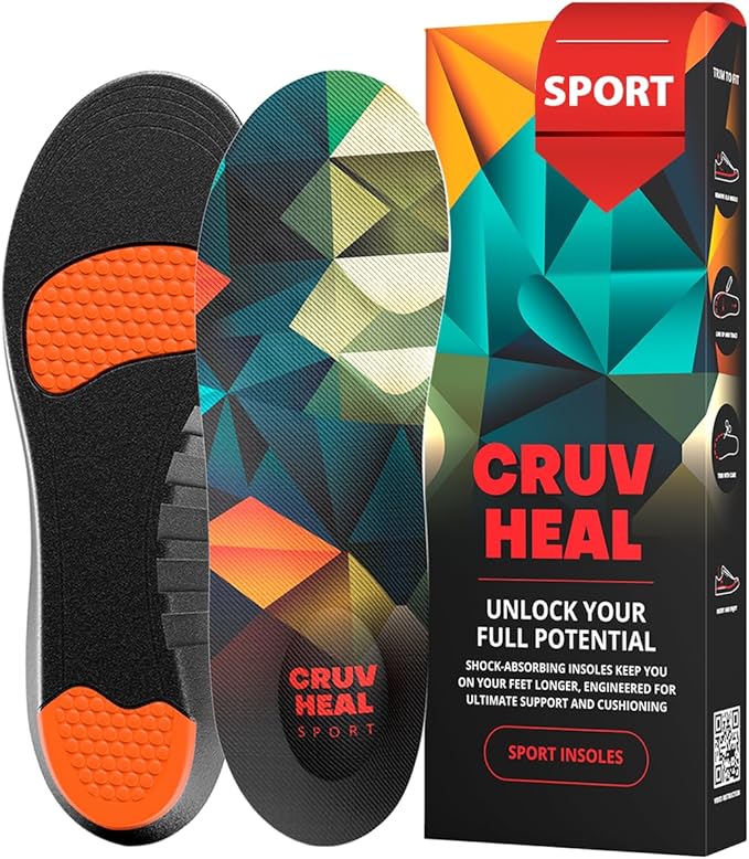 Sport Shock Absorbing Insoles - Athletic Shoe Cushioning Inserts for Men and Women - Ideal for Active Sports Running Training Hiking - Neutral Arch Good for Sneakers Shoes, S-StrideForce Fitness