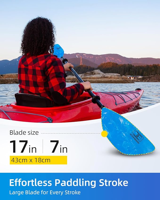 OCEANBROAD Kayak Paddle 86in/218cm, 90.5in/230cm Alloy Shaft 2-Piece Floatable Kayak Oar for Kayaking Canoeing Boating-StrideForce Fitness
