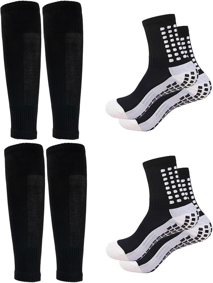 Men's Soccer Non Skid Ball Socks Anti Slip Grip Non Slip Socks, Shin Guard Sleeves, With Or Without Guard Straps for Football-StrideForce Fitness