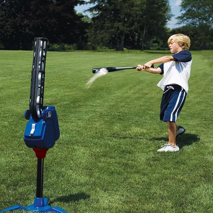 Franklin Sports Baseball Pitching Machine - Adjustable Baseball Hitting & Fielding Practice Machine For Kids - with 6 Baseballs - Great For Practice,Blue, Small-StrideForce Fitness