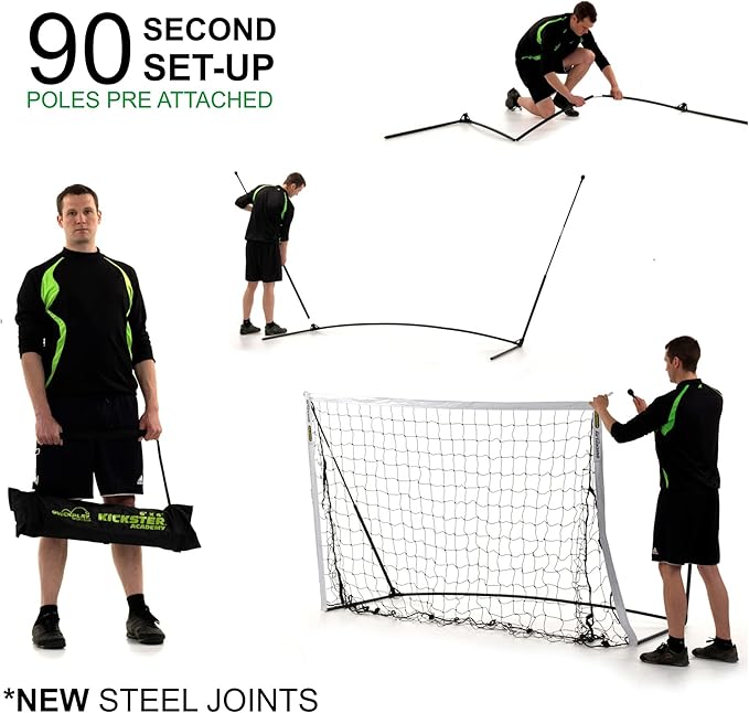 QUICKPLAY Kickster Soccer Goal Range – Ultra Portable | Quick and Easy Set Up | Includes Net and Carry Bag | Available in 7 Sizes | Backyard Soccer Net for Kids & Adults [Single Goal]-StrideForce Fitness