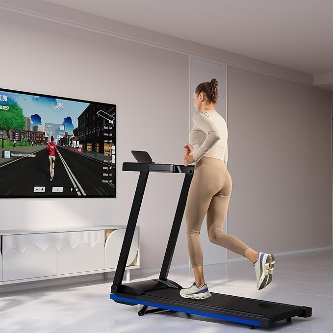 Treadmill with 5% Incline, 300lbs Capacity Folding 15 HP Small Treadmills for Home Portable Running Treadmill with Handles Quiet Brushless Dual Cushion System, Electric Compact Treadmil-StrideForce Fitness