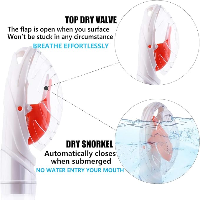 Aegend Dry Snorkel, Dive Mask Easy-Breath Free Diving Snorkel for Snorkeling Scuba Diving Freediving Swimming, with Top Dry Valve and Food-Grade Silicone Mouthpiece-StrideForce Fitness