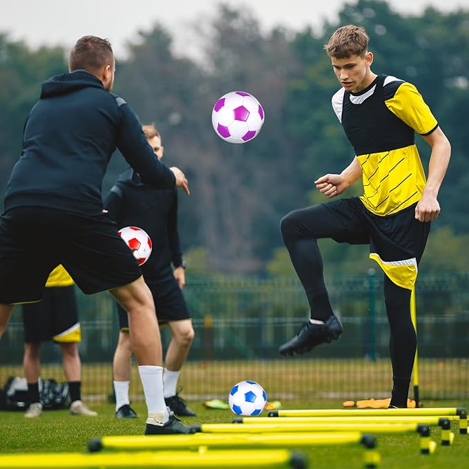 12 Pcs Soccer Balls for Teen Adult Bulk Deflated Soccer Ball with Pump Size 5 Indoor Outdoor Training Practice for School Sports Game Birthday Gifts Party Back to School-StrideForce Fitness