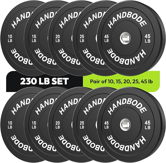 Bumper Plates 2 - Inch Olympic Weight Plate Set for Barbell, 10-55 lb Rubber Weights Sets for Home Gym, Strength Training Plate, Weight Lifting, Black-StrideForce Fitness
