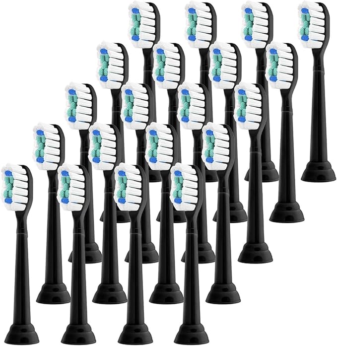 Replacement Toothbrush Heads, Compatible with Philips Sonicare Diamond Electric Brush Clean Refill for Hx6920 4100 2 Series(Black-20 Pcs)