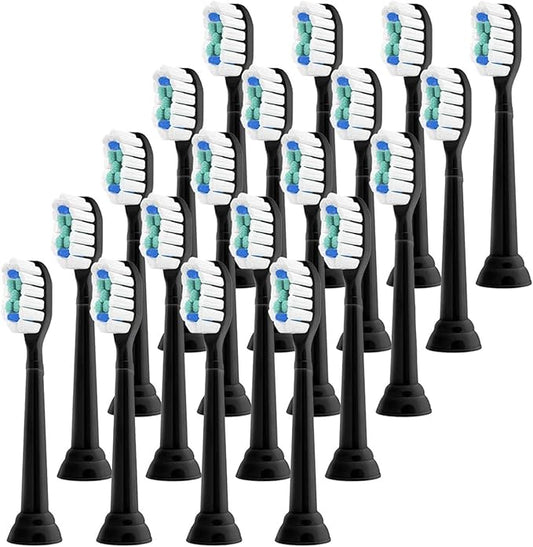 Replacement Toothbrush Heads, Compatible with Philips Sonicare Diamond Electric Brush Clean Refill for Hx6920 4100 2 Series(Black-20 Pcs)