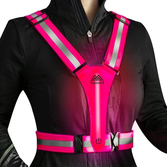 LED Reflective Vest Safety Gear, Light Up Vest for Night Walking Cycling, High Visibility Running Vest with Reflective Strips-StrideForce Fitness