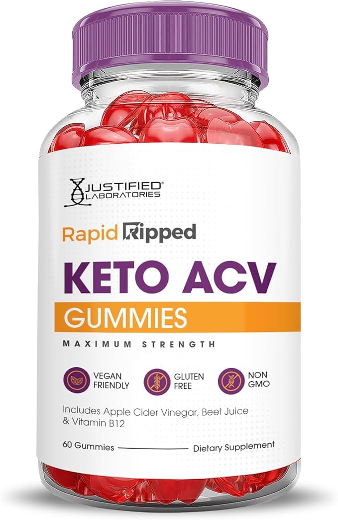Justified Laboratories (2 Pack Rapid Ripped Keto ACV Gummies Advanced Formula 1000MG Rapidripped Formulated with Pomegranate Beet Juice Powder B12 Vegan Non GMO 120 Gummys-StrideForce Fitness