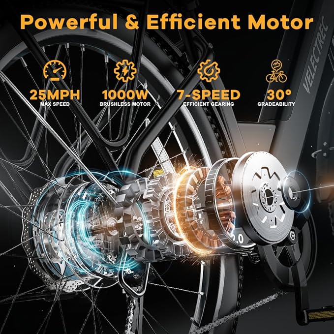 𝟏𝟎𝟎𝟎𝐖 Peak Electric Bike for Adults,up 𝟖𝟎 Miles Removable Battery Ebike, 26" UL Certified Electric Mountain E Bike,Adult Electric Bicycles for Commute Beach Snow-StrideForce Fitness