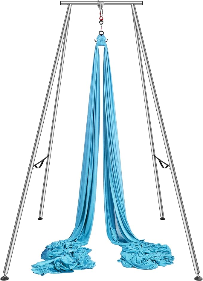 VEVOR Aerial Yoga Frame, 9.67 ft Height Swing Stand, Max 551.15 lbs Load Chrome-Plated Steel Pipe Inversion Yoga Rig for Indoor Outdoor Use-StrideForce Fitness