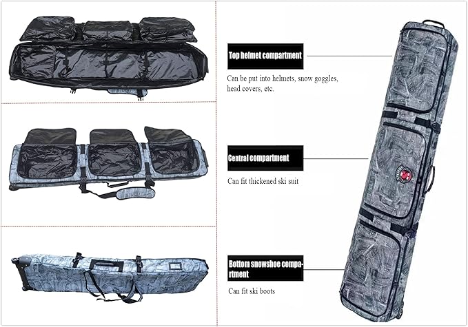 UNISTRENGH Snowboard Bag For Air Travel - Padded Snowboard Bag - Waterproof Fully Padded Snowboarding Travel Bag For Flying - Up to 165 CM Snowboards-StrideForce Fitness