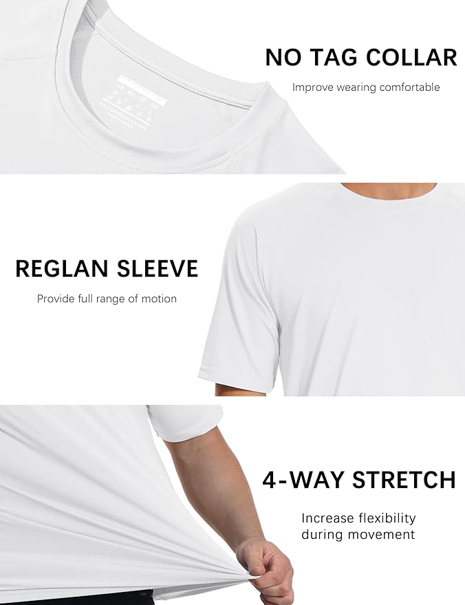 MAGCOMSEN Men's Short Sleeve UPF 50+ Sun Protection Shirts Quick Dry Athletic T-Shirt Hiking Running Swimming Rash Guard-StrideForce Fitness