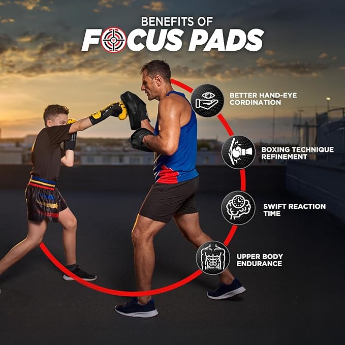 WYOX Curved Boxing Punch Mitts – Boxing Pads Training Set, Punching Mitts for Adults, Kickboxing Pads, Muay Thai Pads, Karate Pads, MMA Training Equipment, Martial Arts Focus Pads-StrideForce Fitness