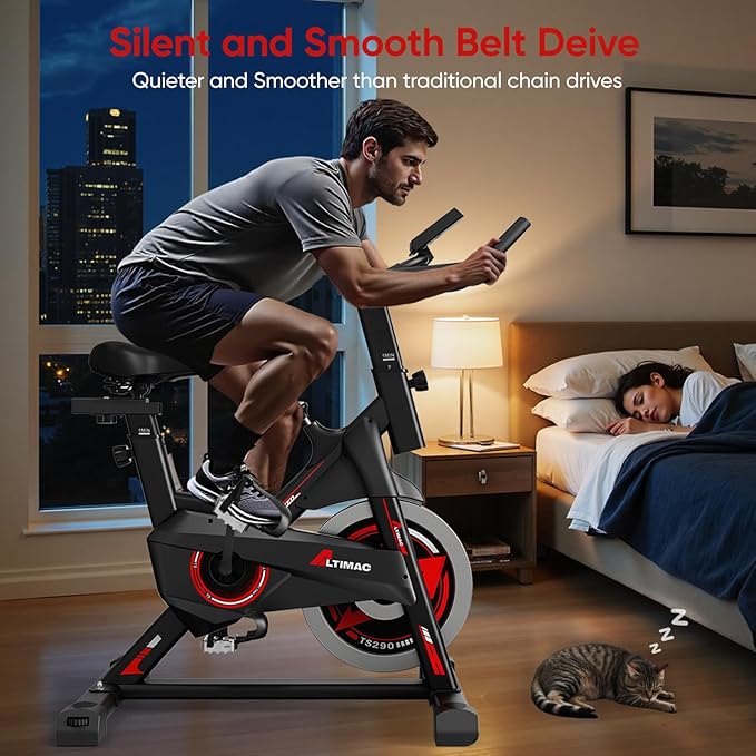 Exercise Bike, Stationary Bike for Home/Indoor Cycling Bike Silent Belt Drive, Stationary Bike with 300lbs Weight Capacity w/Comfortable Seat Cushion & Tablet Mount-StrideForce Fitness