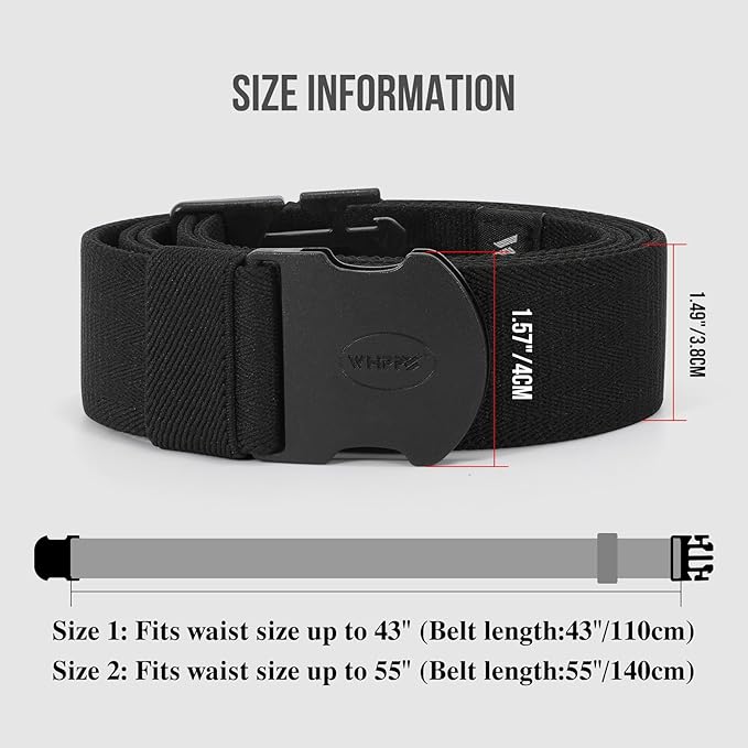 WHIPPY Mens Elastic Stretch Belt Unisex Adventure Web Belt for Women Men with Non-Metal Buckle Adjustable Belts-StrideForce Fitness