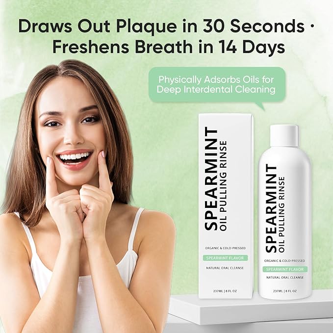Oil Pulling Rinse, Coconut Oil Pulling for Teeth Whitening, Natural Peppermint Mouthwash Oral Rinse for Teeth and Gums, Mint Mouthwash 4 Oz (2)