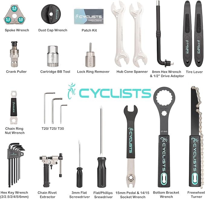 Bike Tool Kit with Storage Case - 22 PCS Bicycle Repair Tool Set Portable Tools Box - Bike Maintenance Tools for Road Bikes and Mountain Bikes-StrideForce Fitness