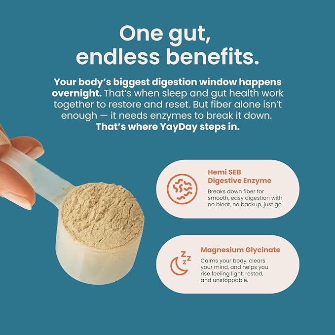 Nighttime Prebiotic Fiber Powder with Digestive Enzymes & Magnesium Glycinate for Sleep | Gut Health Supplement for Women & Men - Digestion Support, Bloating Relief - Citrus, 7 Servings-StrideForce Fitness