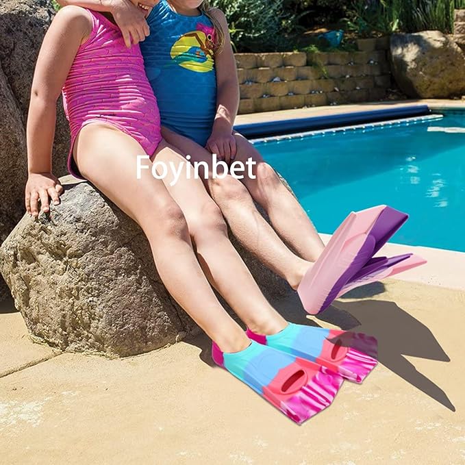 Kids Swim Fins,Short Kids Fins Youth Swimming Flippers for Lap Swimming Training for Children Girls Boys Beginners-StrideForce Fitness