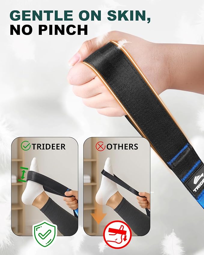 Trideer Stretching Strap for Physical Therapy, Non-Elastic Yoga Straps for Stretching with 10 Loops, Durable Nylon Stretch Bands for Exercise, Pilates, Gymnastics, Leg Stretcher with Guidance and Drawstring Bag-StrideForce Fitness
