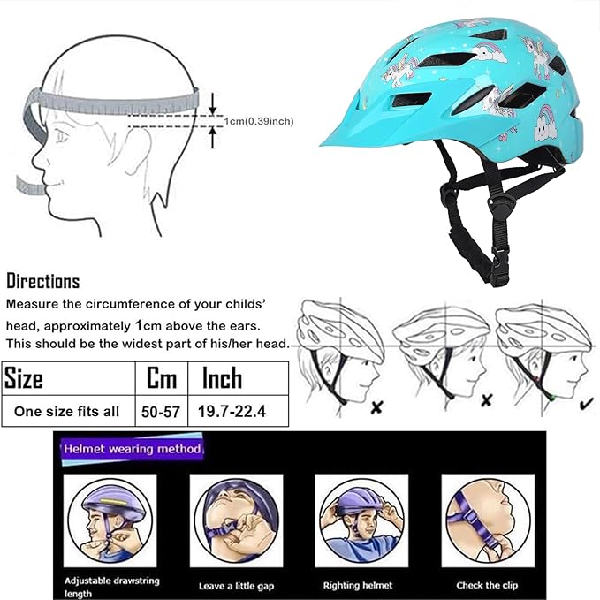 Kids Bike Helmet,Bavilk Kids Boys Girls Bike Helmets with LED Light Detachable Visor Children Youth Teen Multi-Sport for Skating Cycling Scooter Skateboard Adjustable & Lightweight 19.7"-22.4"-StrideForce Fitness