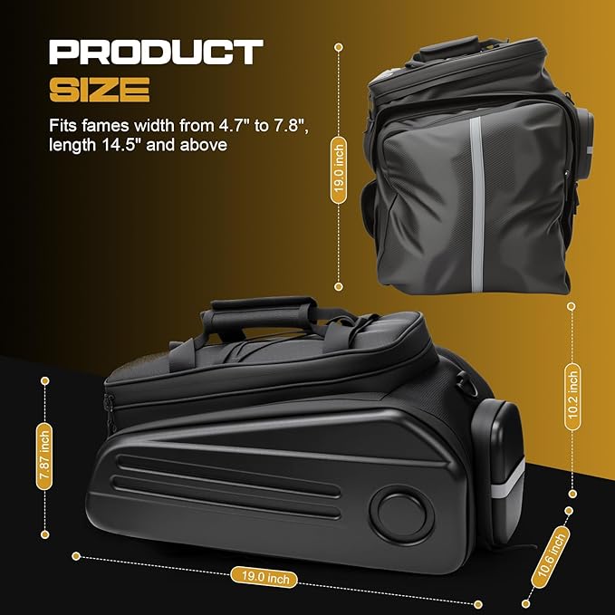 Bike Rack Bags, Hard Shell E Bike 30L Rear Rack Bag, Large Ebike Pannier with Waterproof Cover and Shoulder Strap for Commuter Travel Outdoor-StrideForce Fitness