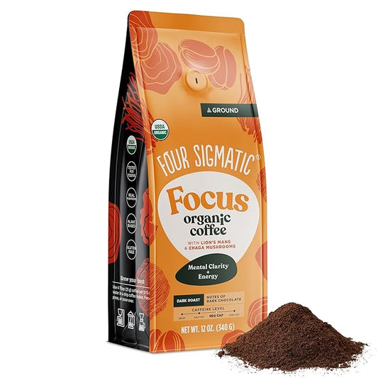 Four Sigmatic Focus Mushroom Coffee | Organic Ground Coffee with Lion's Mane Mushroom and Chaga for Better Focus and Immune Support | 12oz Bag-StrideForce Fitness