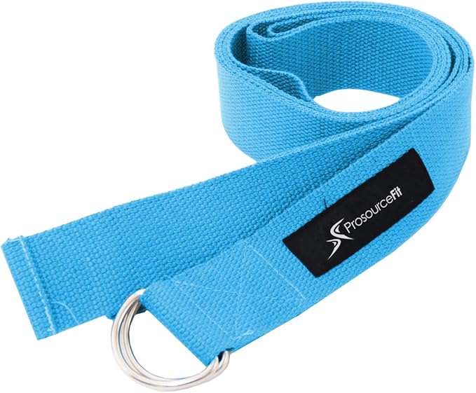 ProsourceFit Metal D-Ring Yoga Strap 8’ Durable Cotton for Stretching and Flexibility-StrideForce Fitness