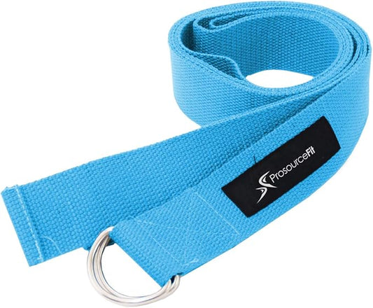 ProsourceFit Metal D-Ring Yoga Strap 8’ Durable Cotton for Stretching and Flexibility-StrideForce Fitness