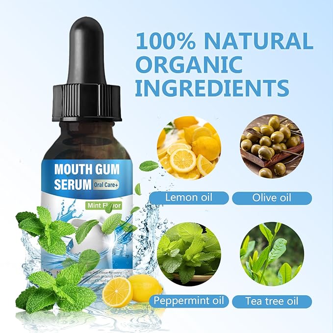 Gum Repair for Receding Gums, 60ml Gum Restore Drops, for Dry Mouth, Stain Removal & Bad Breath Treatment for Adults, Instant Fresh Breath