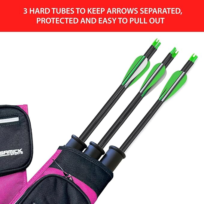 Archery Arrow Quiver - Adjustable Waist Hanged Quiver with 3 Removable Tubes & Pockets for Archery Arrows Case & Equipment - Ideal for Hunting & Target Practice - Right Handed Only-StrideForce Fitness