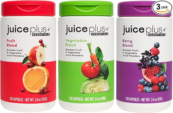 Juice Plus+ Fruit, Vegetable & Berry Blend - Fruit and Vegetable Supplement for Immune Support, Cognitive Health & Radiant Skin - 3 Bottles, (120 Capsules Each)-StrideForce Fitness