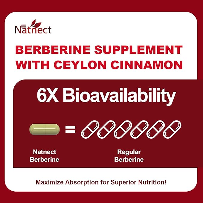 Berberine Supplement with Ceylon Cinnamon, Licorice Extract, Berberine 6X for Healthy Weight Management, Metabolism and Immune Support (120 Capsules)-StrideForce Fitness