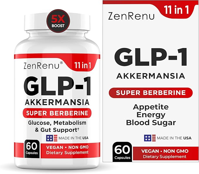 Zenrenu GLP-1 Supplement for Women-Natural Appetite,Craving & Loss Support – Akkermansia Probiotic, Super Berberine & Cinnamon,11-in-1 Gut & Metabolism Support - GLP1 Activate -60 Vegan Caps-StrideForce Fitness