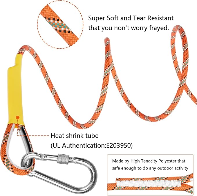 X XBEN Outdoor Climbing Rope 10M(32ft) 20M(64ft) 30M(96ft) 50M(160ft) 70M(230ft) 152M(500FT) 352M(1000FT) Static Rock Climbing Rope for Escape Rope Ice Climbing Equipment Fire Rescue Parachute-StrideForce Fitness
