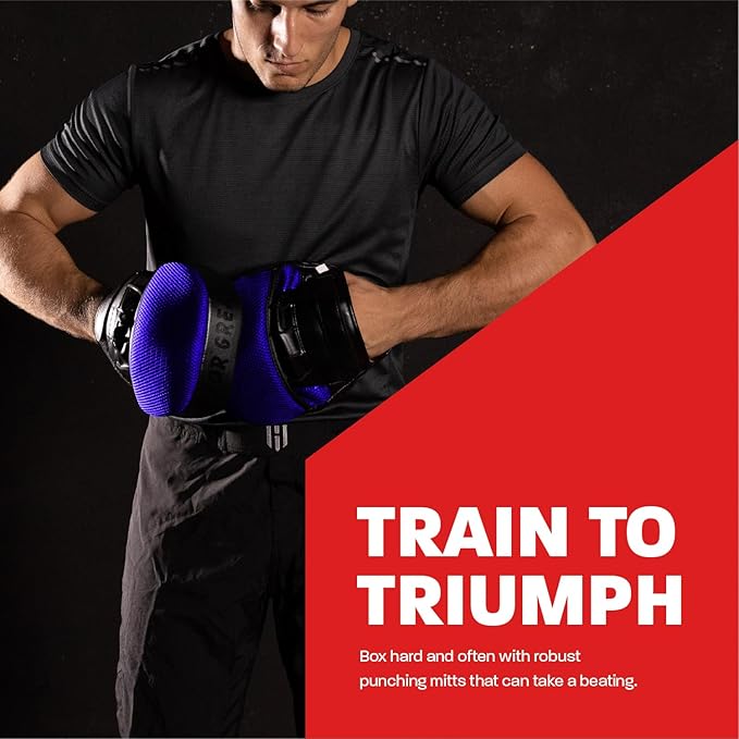 Hawk Sports Punching Mitts for Men, Women, & Kids, Leather Focus Mitts for Martial Arts & Boxing Training, Curved Punch Mitts for Karate, Kickboxing, Krav MAGA, Muay Thai & Taekwondo-StrideForce Fitness