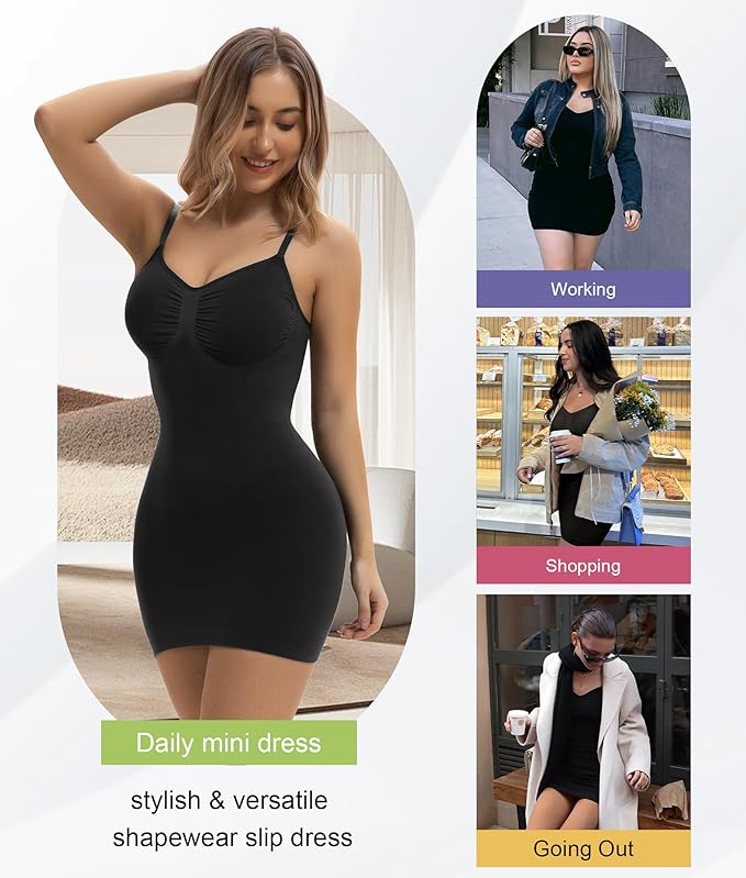SHAPERX Strapless Shapewear Dress for Women Tummy Control Seamless Full Body Shaper Slip with Removable Straps-StrideForce Fitness