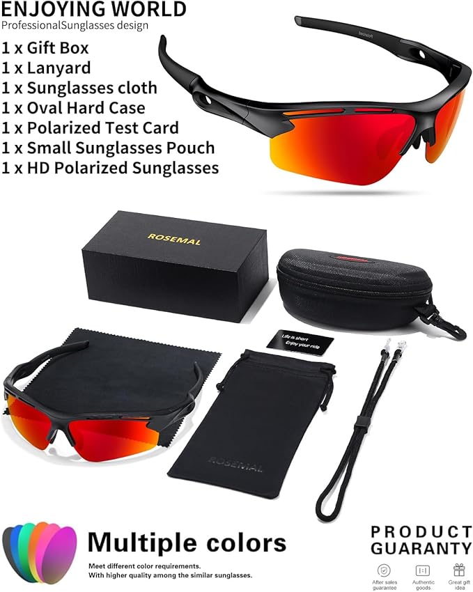 Polarized Sports Sunglasses for Men Women,UV400 Protection Sunglass for Running Cycling Fishing Hiking TR90-StrideForce Fitness