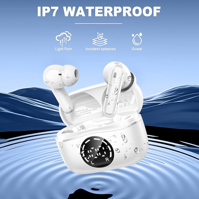 Bluetooth 5.4 Headphones, 2025 Wireless Earbuds 3D Hi-Fi Stereo Bass Ear Buds, 4 ENC Noise Cancelling Mic, 3g USB-C in-Ear Earphone Sport, IP-X7 Waterproof Workout Gym for Android iOS Laptop Pad-StrideForce Fitness
