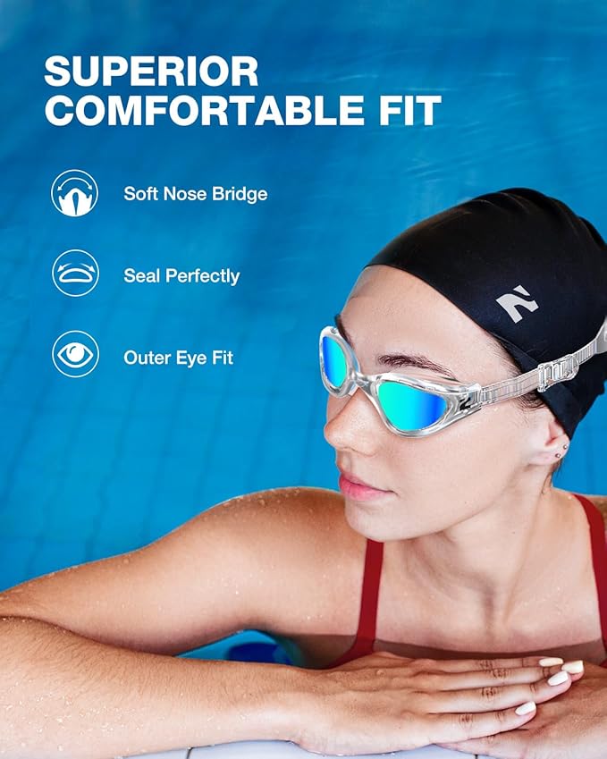 ZIONOR G1 Lite Swim Goggles with Swim Cap Comfortable Anti-fog Swimming Goggles Cap Set for Adult Men Women-StrideForce Fitness